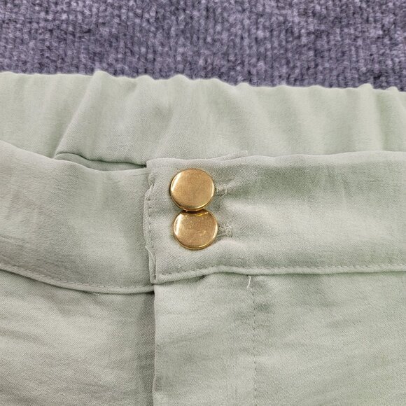 Love Womens Plus 3X Light Green Elastic Waist Shorts Gold Buttons Zip Closure - Picture 2 of 9